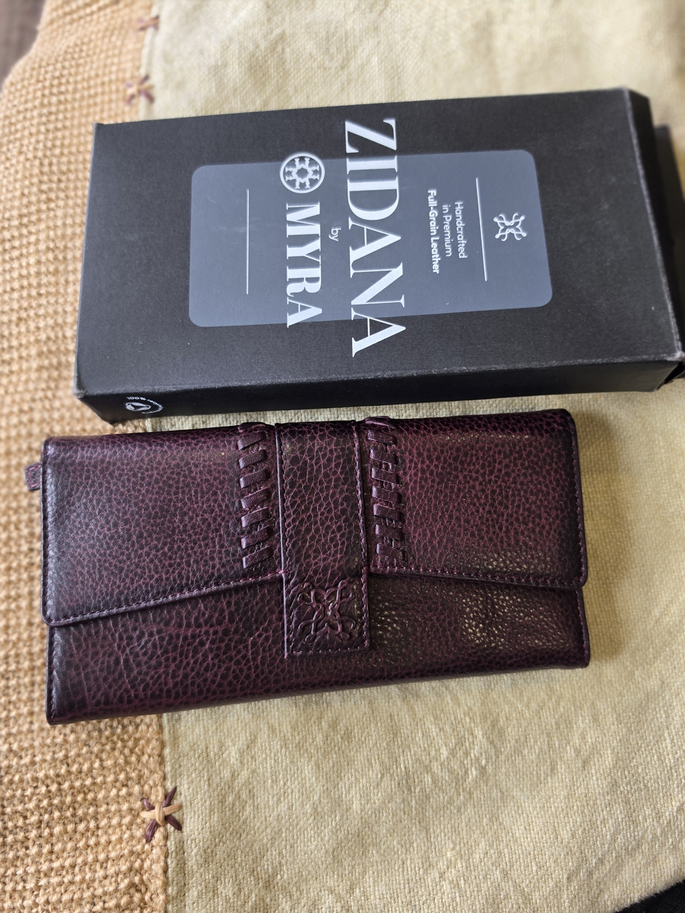 Zidana by Myra Textured Leather Wallet - Deep Burgundy